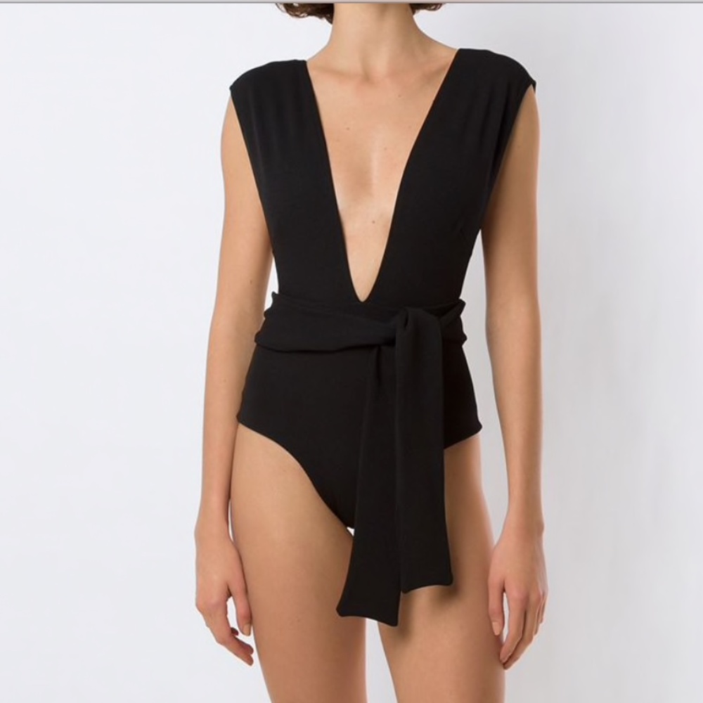 HAIGHT tie-up plunging neck one-piece swim suit